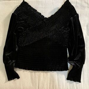 BB Dakota by Steve Maddem Elegant Black Velvet Women's Top Size L